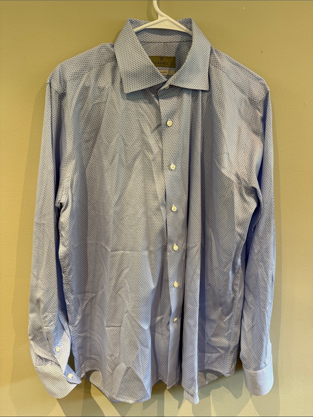 Canali Impeccabile Light Blue Micro Dot Dress Shirt